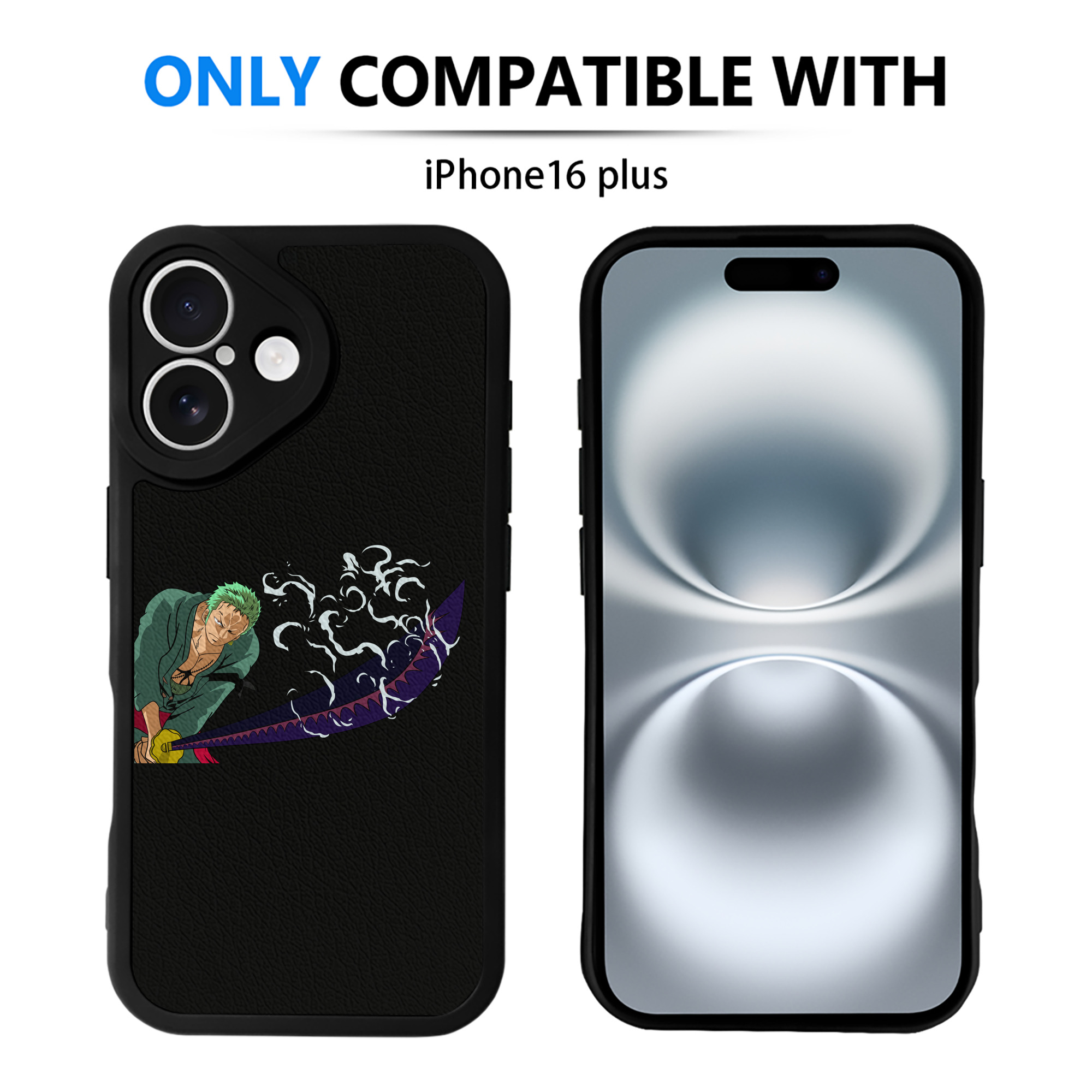 （画像用） ワンピース ロロノア・ゾロ ONE PIECE Roronoa Zoro 【iPhone 16シリーズ対応】シリコンスマホケース（レザー調） 材質：シリコン